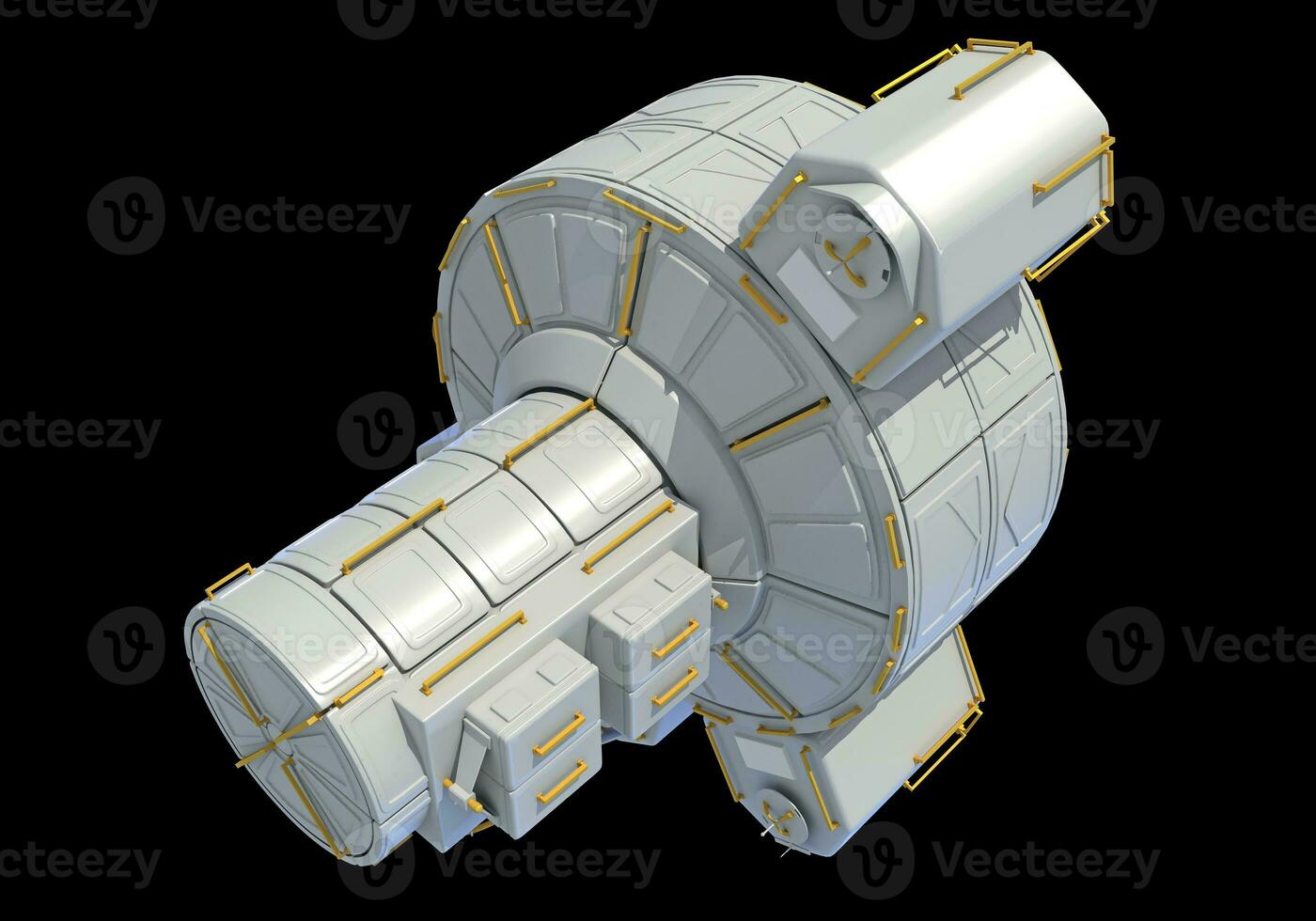 Service Module of ISS International Space Station 3D rendering on black background photo