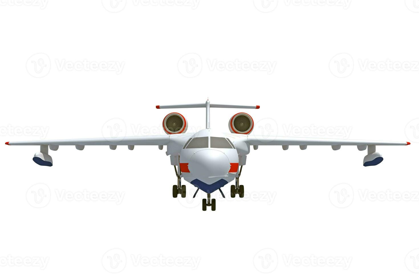 Aircraft 3D rendering airplane on white background photo