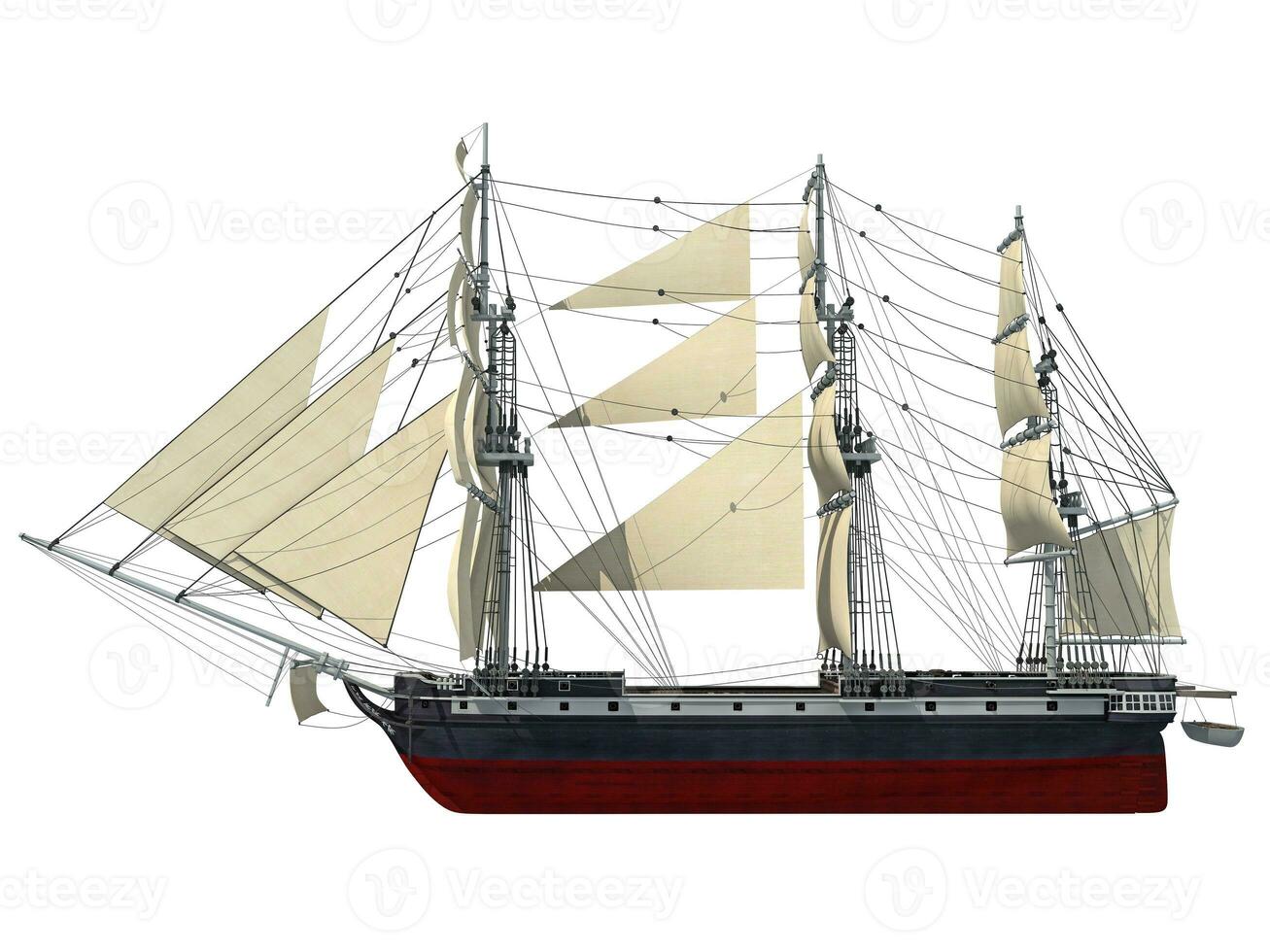 Sailing Ship 3D rendering on white background photo