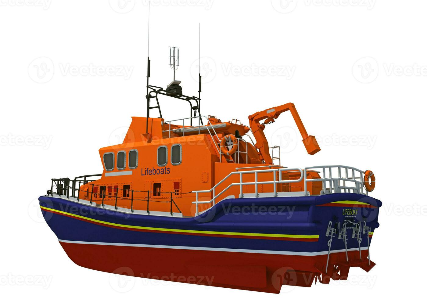 Lifeboat 3D rendering on white background photo