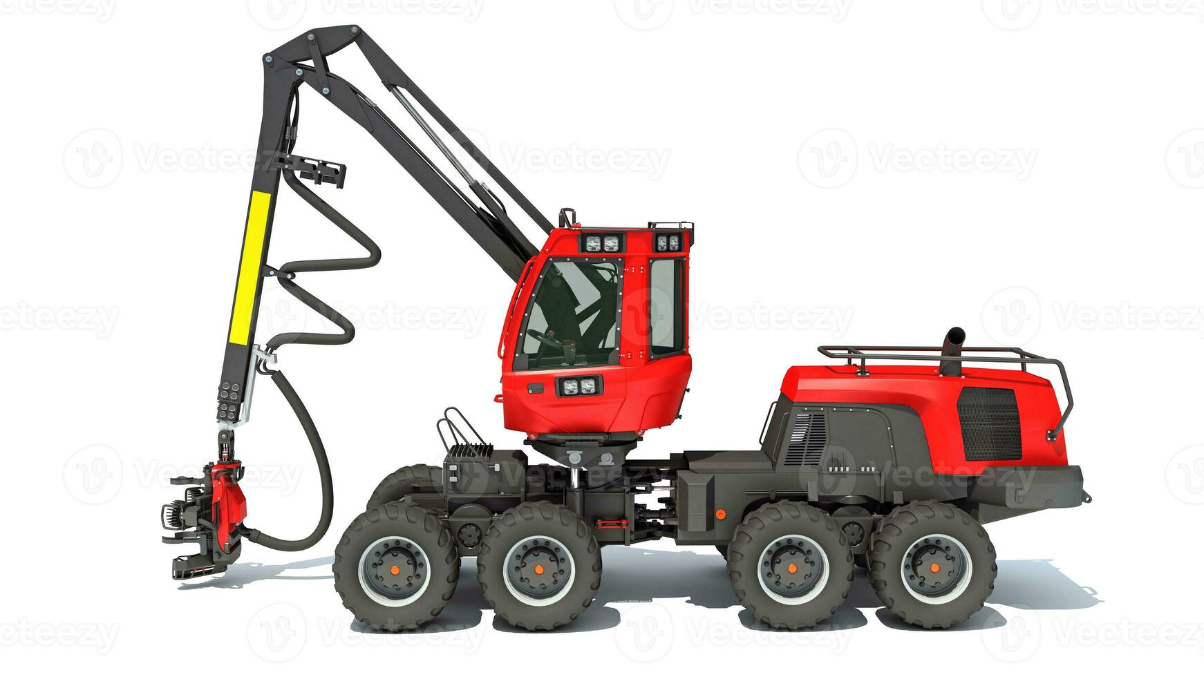 Forestry Wheeled Harvester forest machinery 3D rendering on white background photo