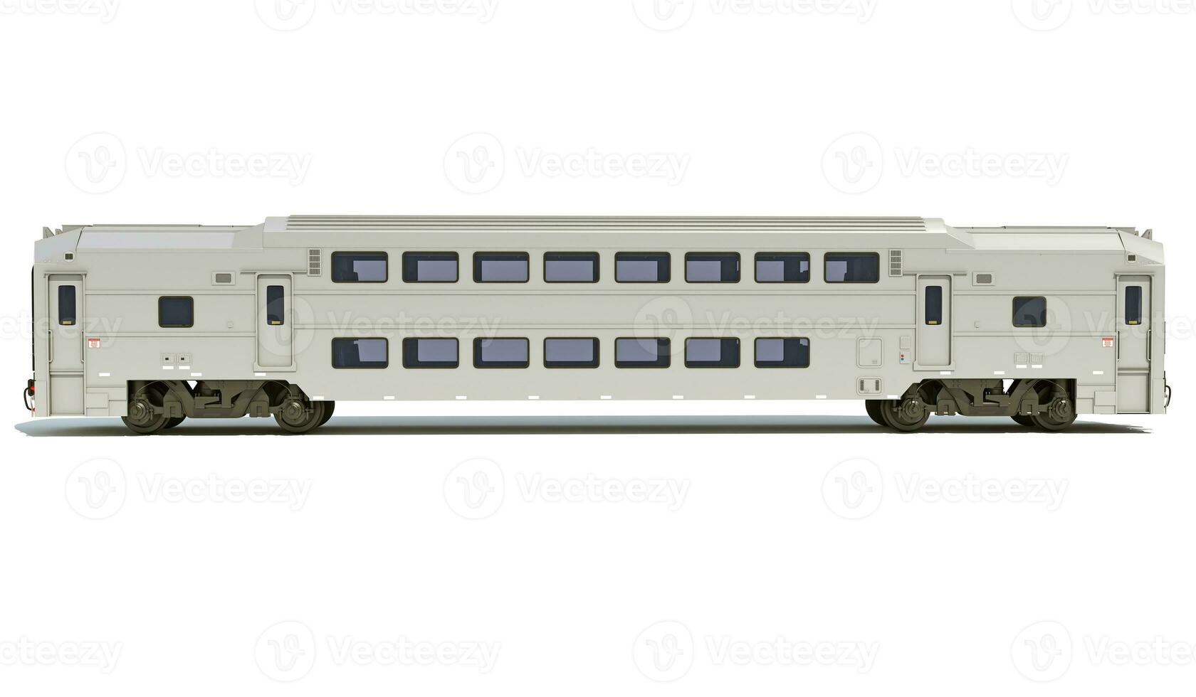 Double Deck Train Passenger Car 3D rendering on white background photo