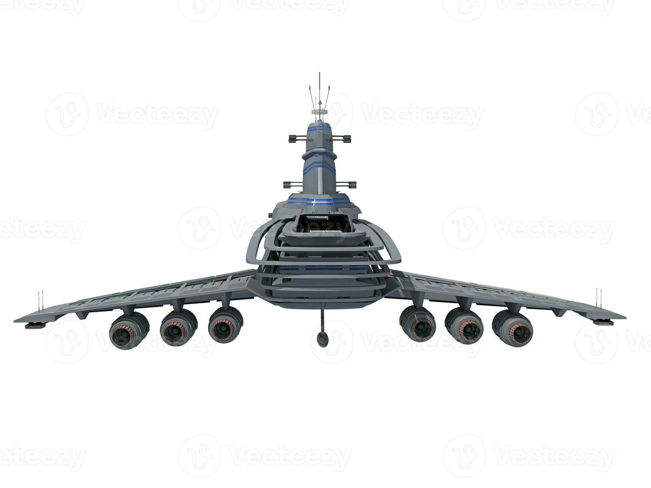 Spaceship 3D rendering on white background photo