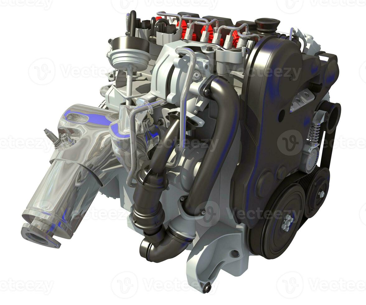 Car Engine 3D rendering on white background photo