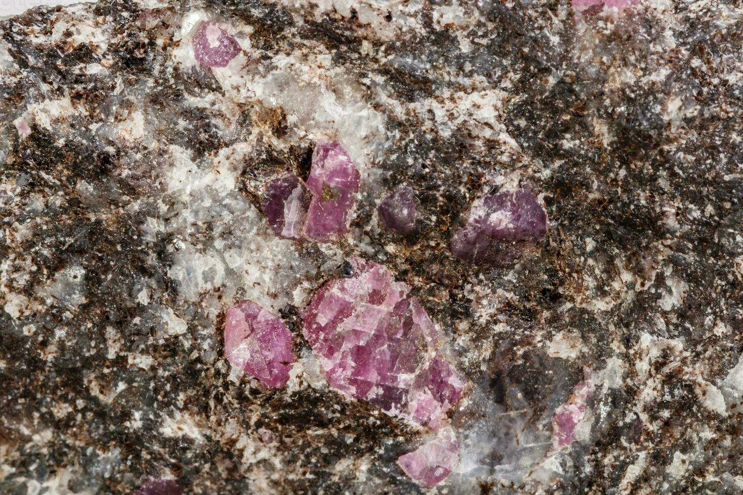 Macro of a mineral Ruby stone on a white background photo