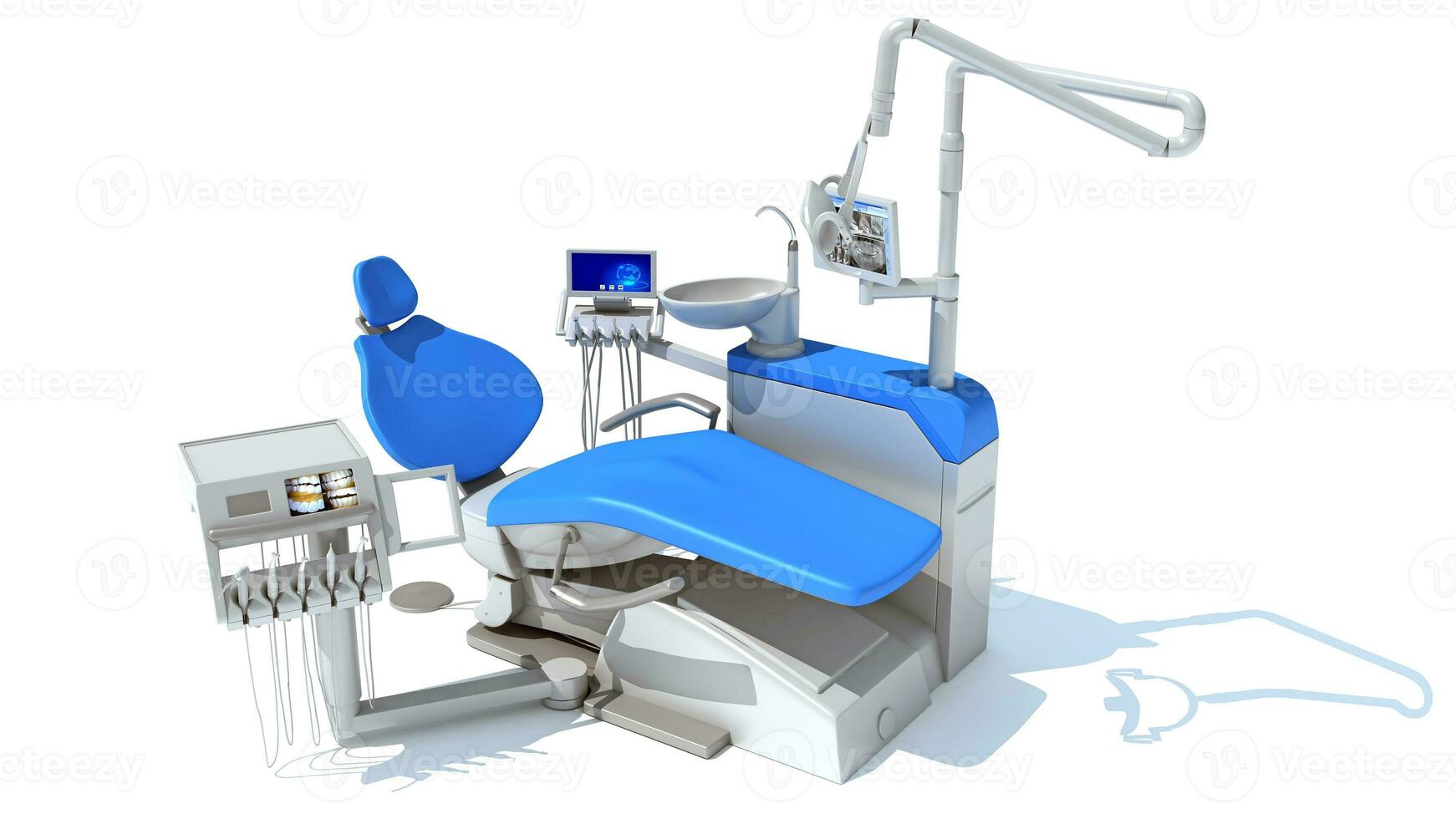 dental tratamiento estación unidad 3d representación en blanco antecedentes foto