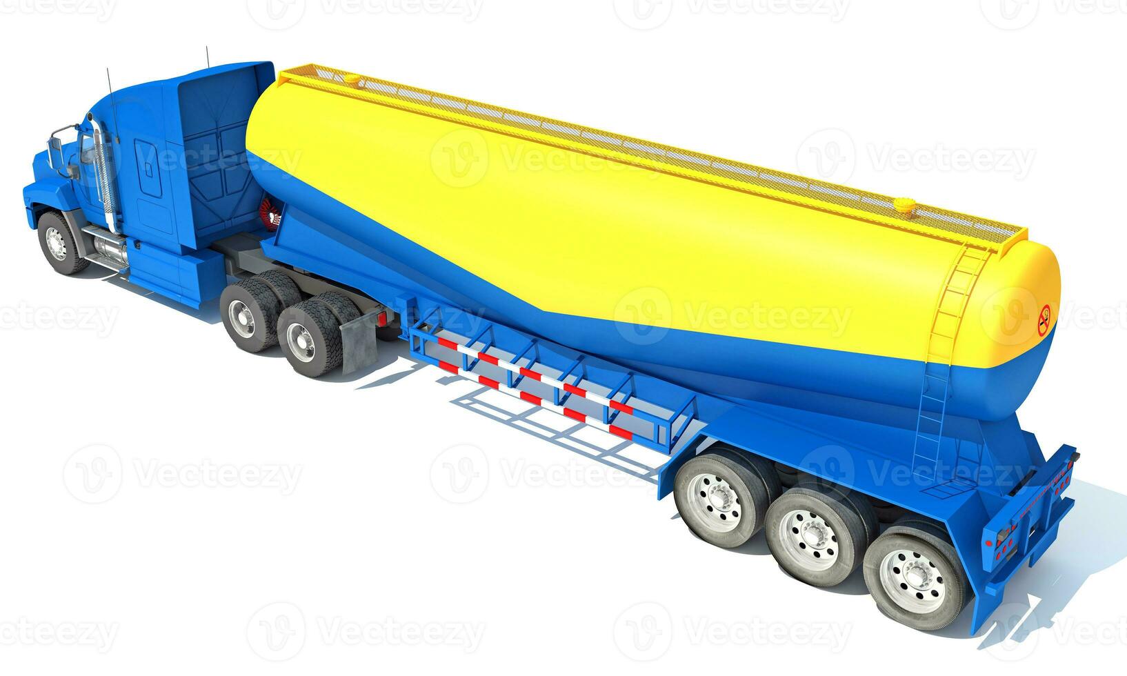 Truck with Tank Trailer 3D rendering on white background photo