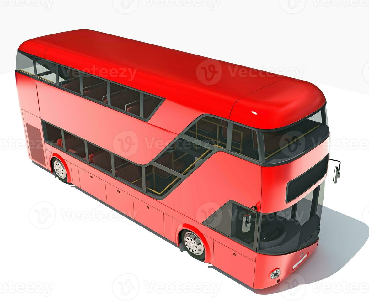 Double Decker City Bus 3D rendering on white background photo