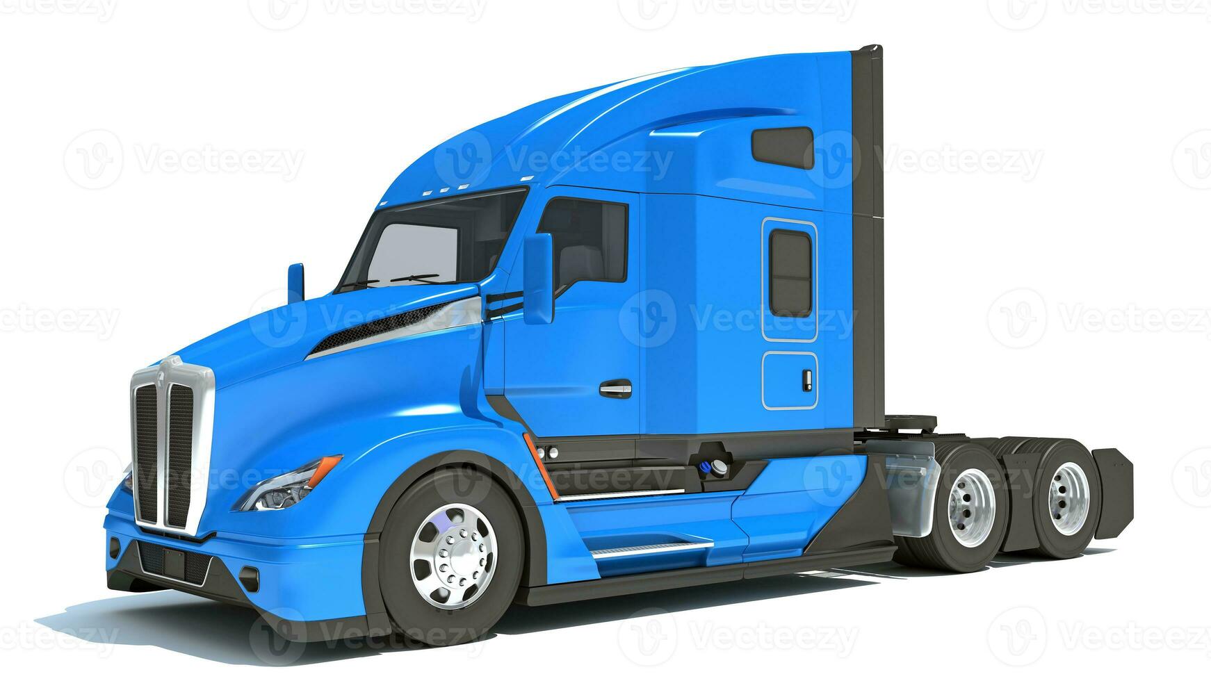 Semi Truck 3D rendering on white background photo