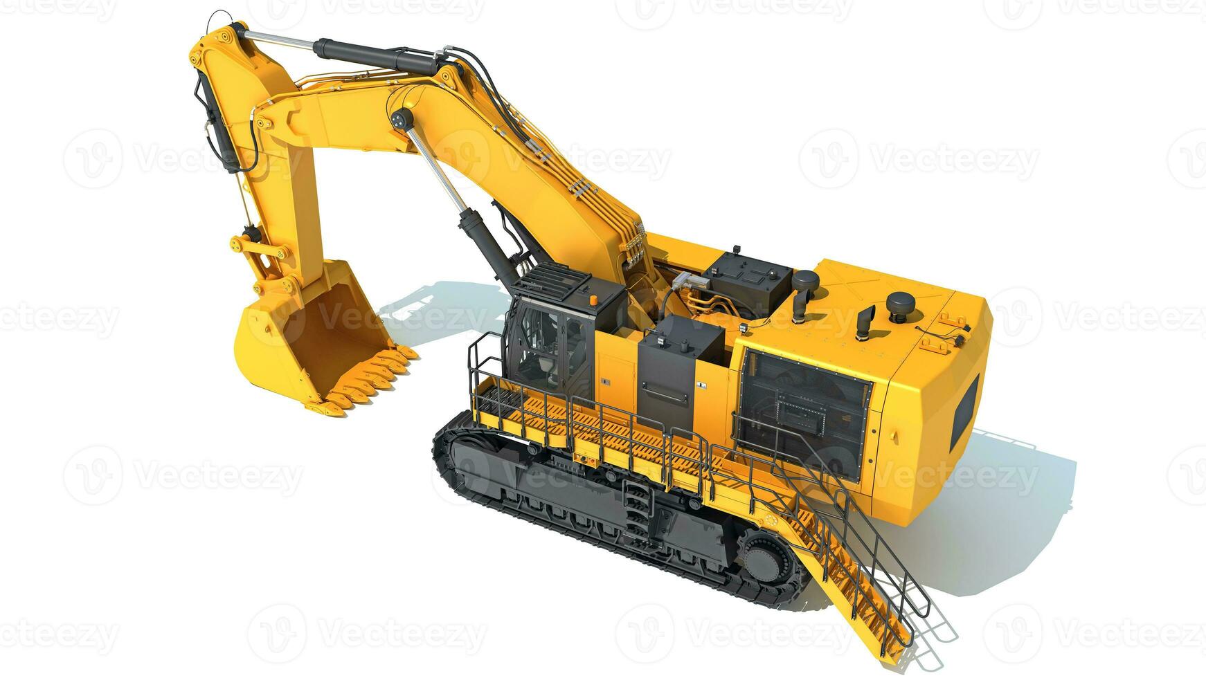 Tracked Mining Excavator heavy construction machinery 3D rendering photo