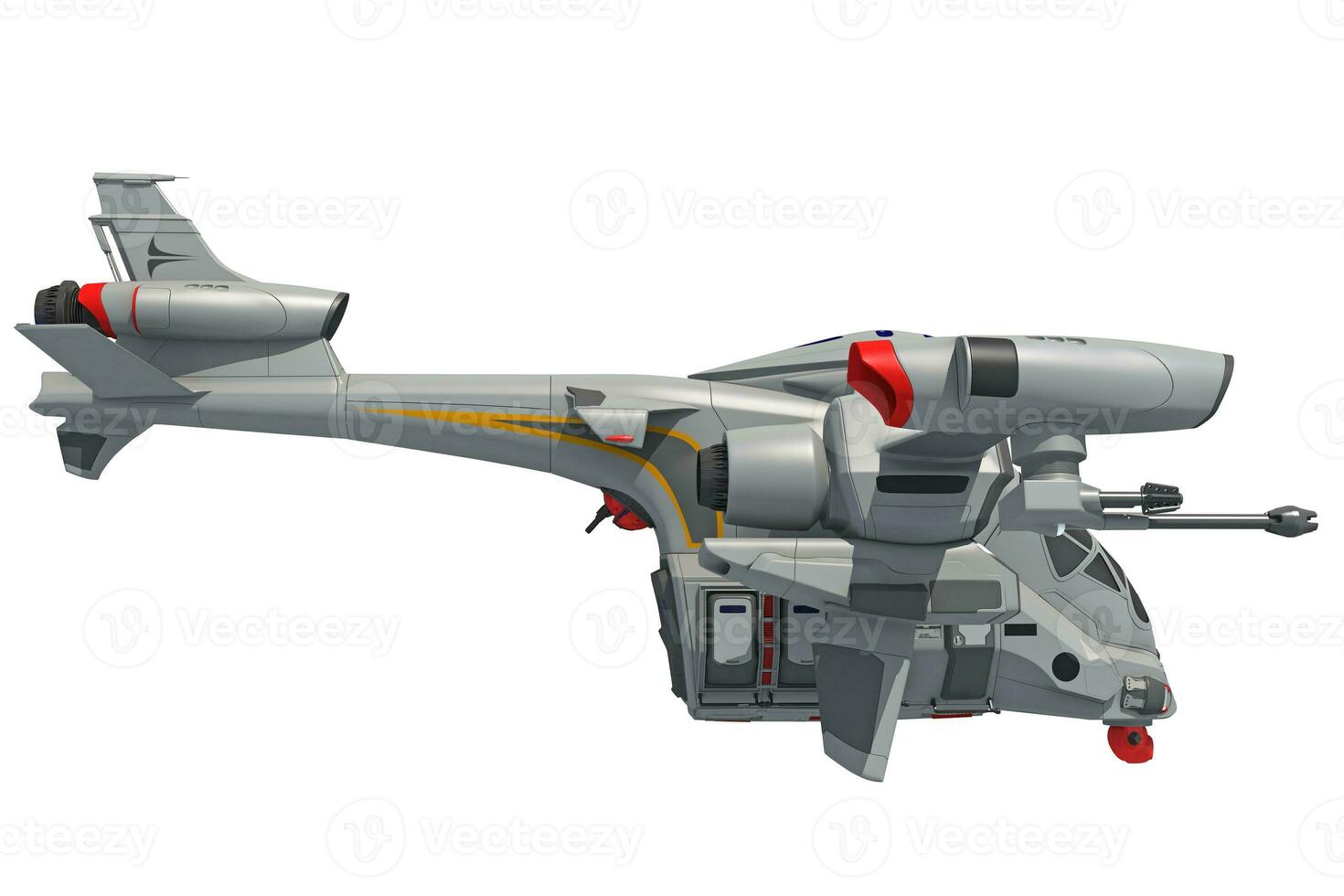 Spaceship 3D rendering on white background photo