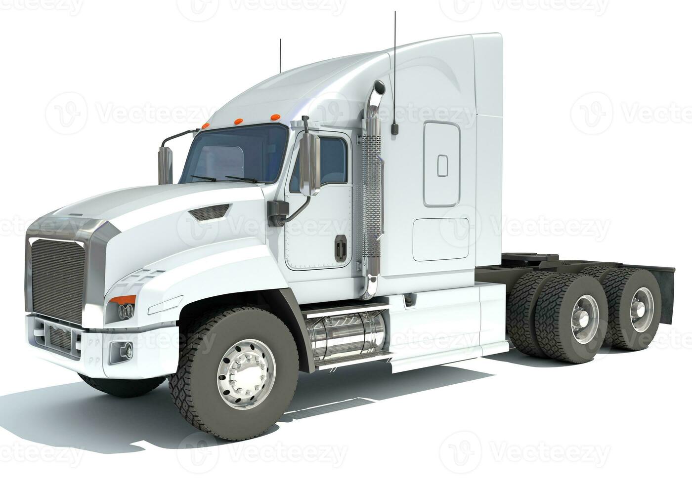 Semi Truck 3D rendering on white background photo