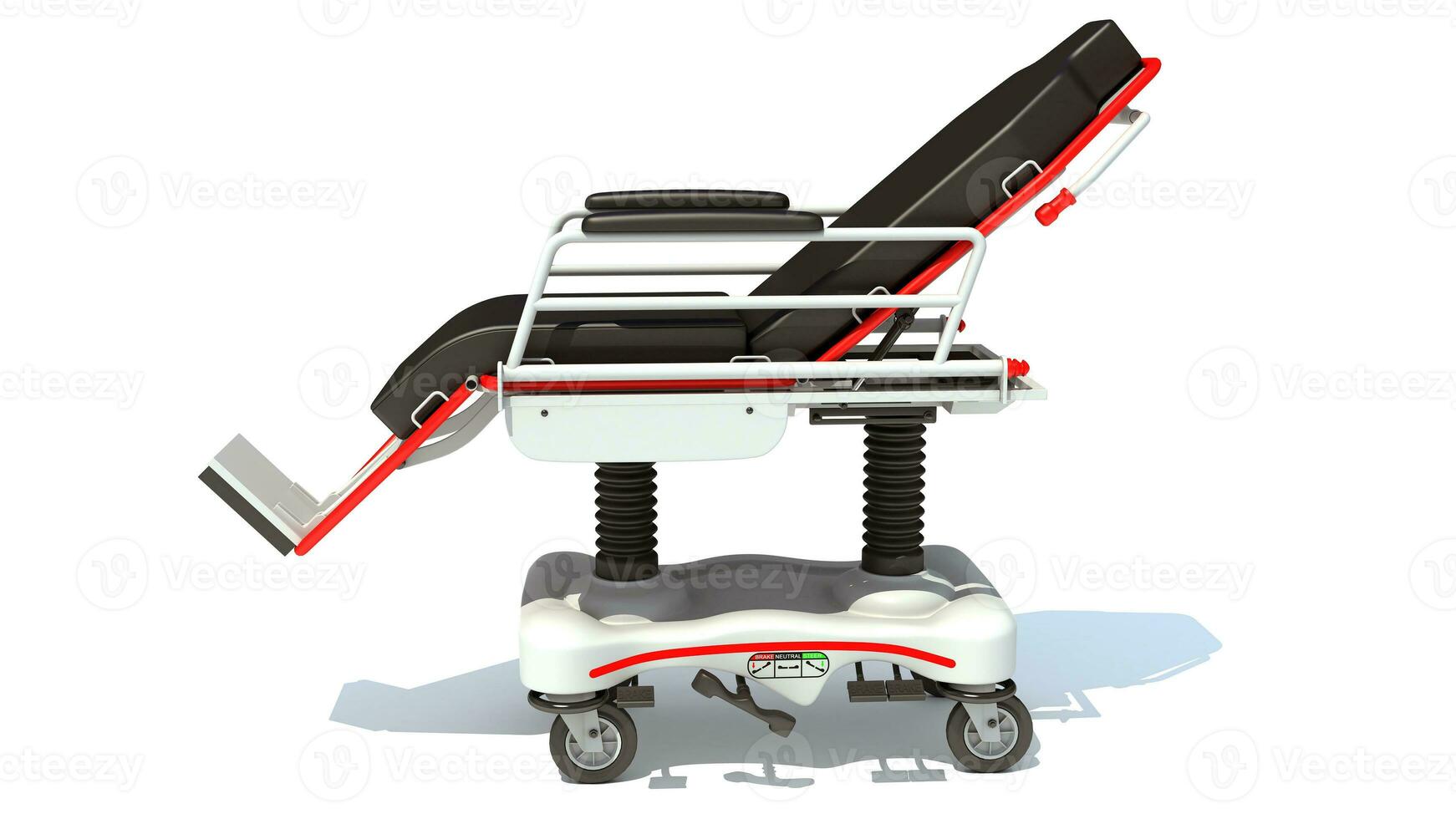 Medical Stretcher Chair medical equipment 3D rendering on white background photo