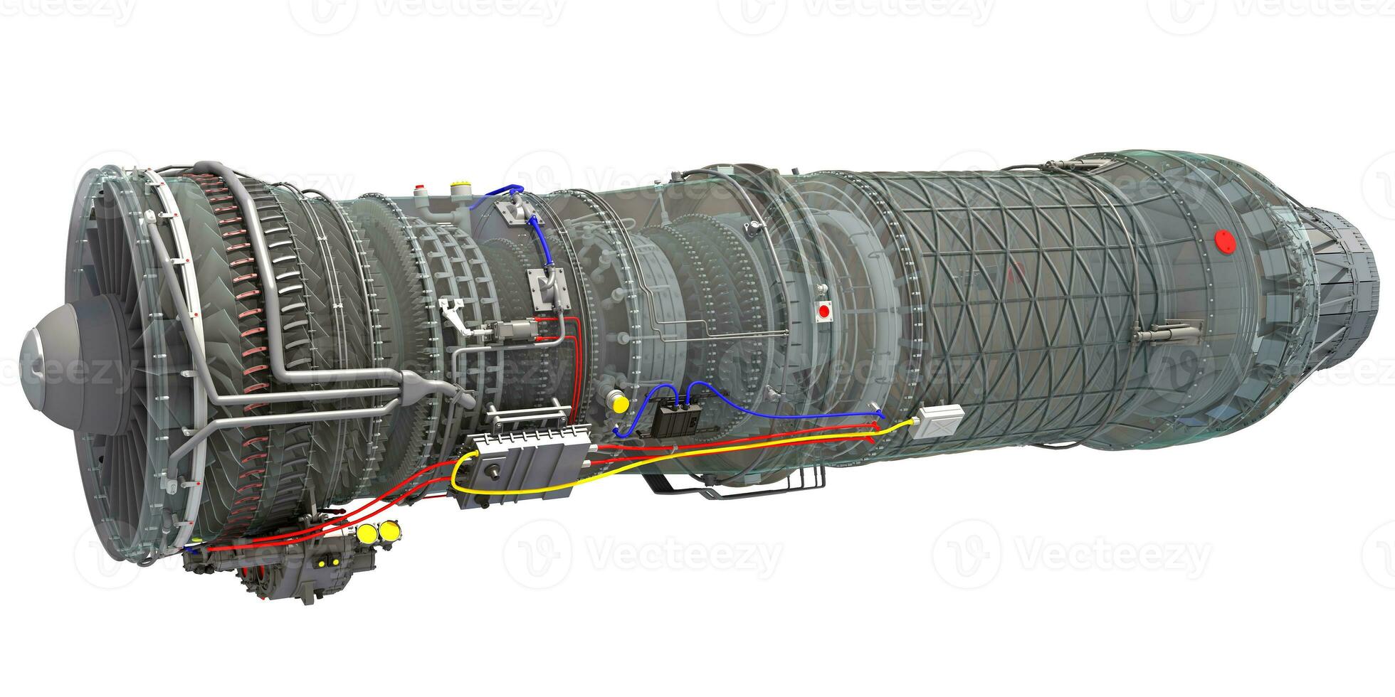 Supersonic Afterburning Turbofan Engine 3D rendering photo