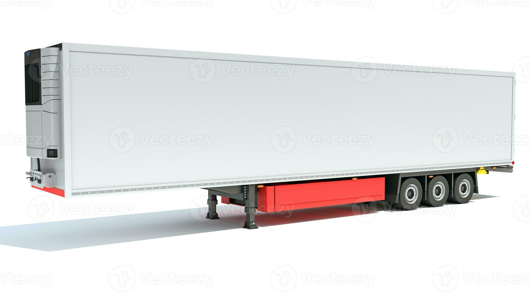 Reefer Refrigerator Trailer 3D rendering on white background photo