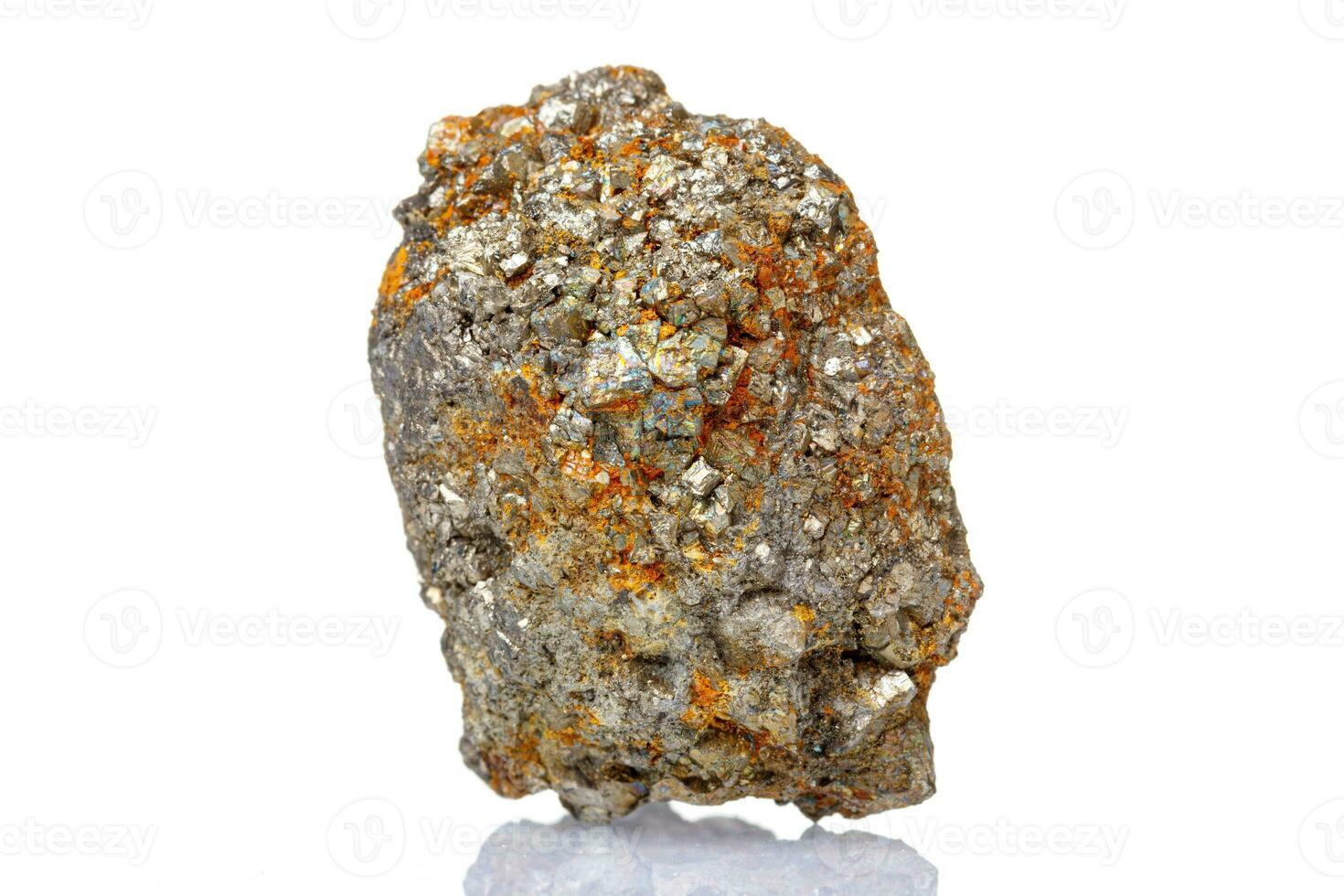 macro mineral stone Arsenopyrite on a white background photo