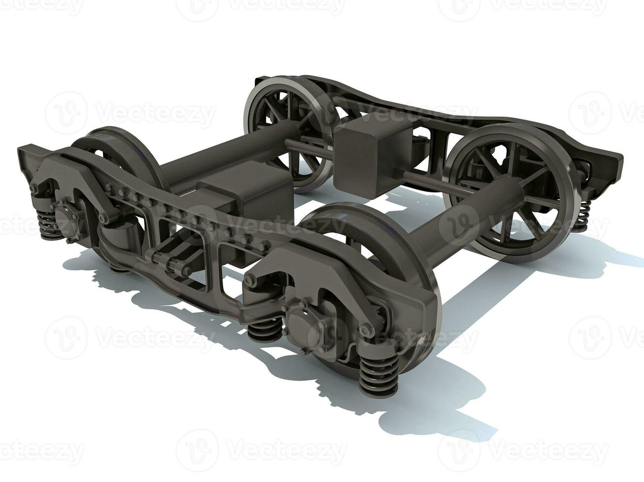 Train Wheels Bogie 3D rendering on white background photo