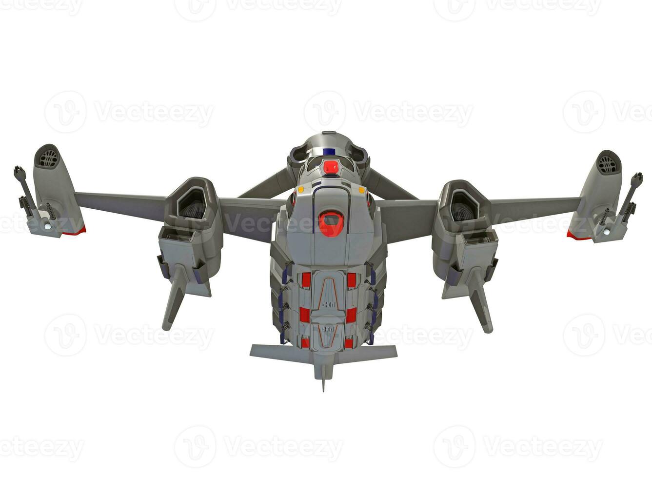 Spaceship 3D rendering on white background photo