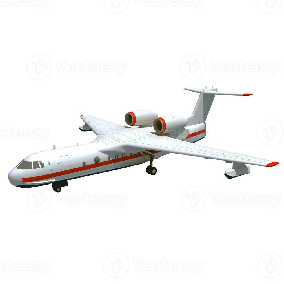 Aircraft 3D rendering airplane on white background photo