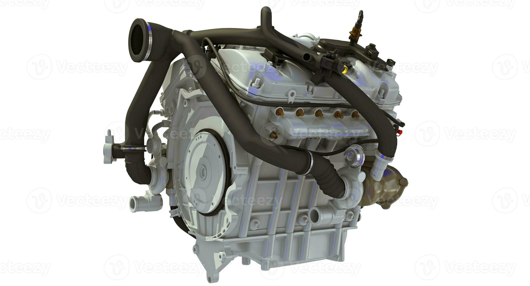 V8 Car Engine 3D rendering on white background photo