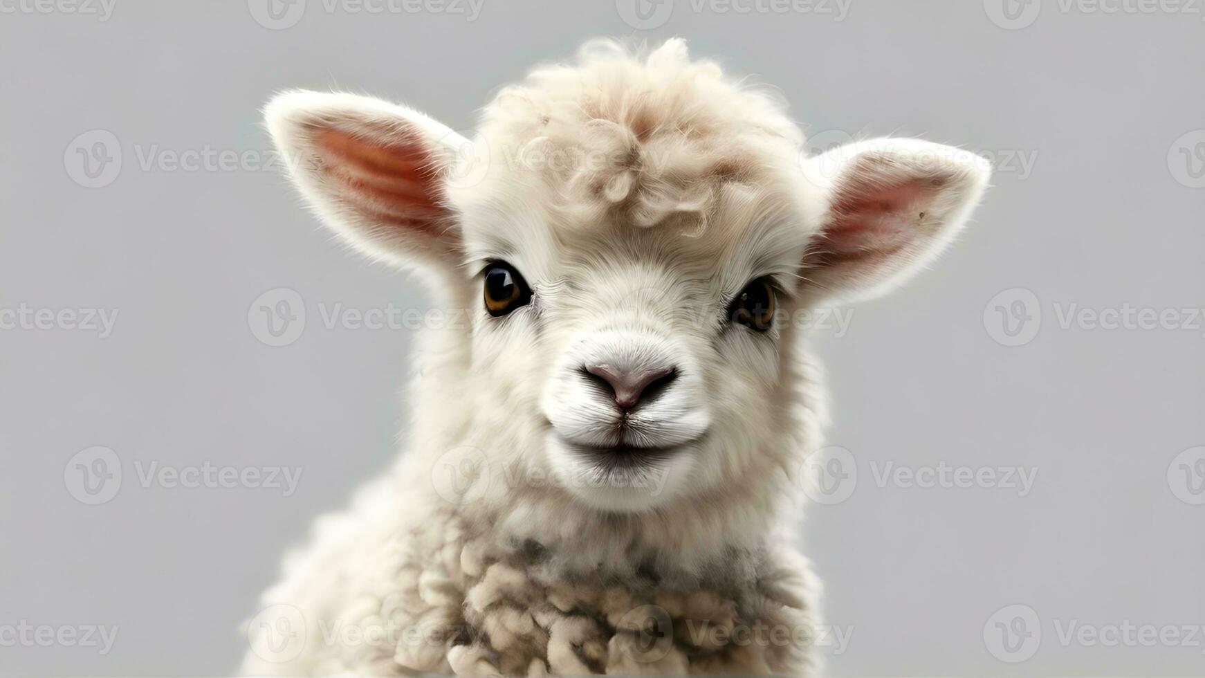 AI generated Draw a fluffy baby lamb with a woolly coat and a contented expression, isolated on a white background, generative AI, background image photo