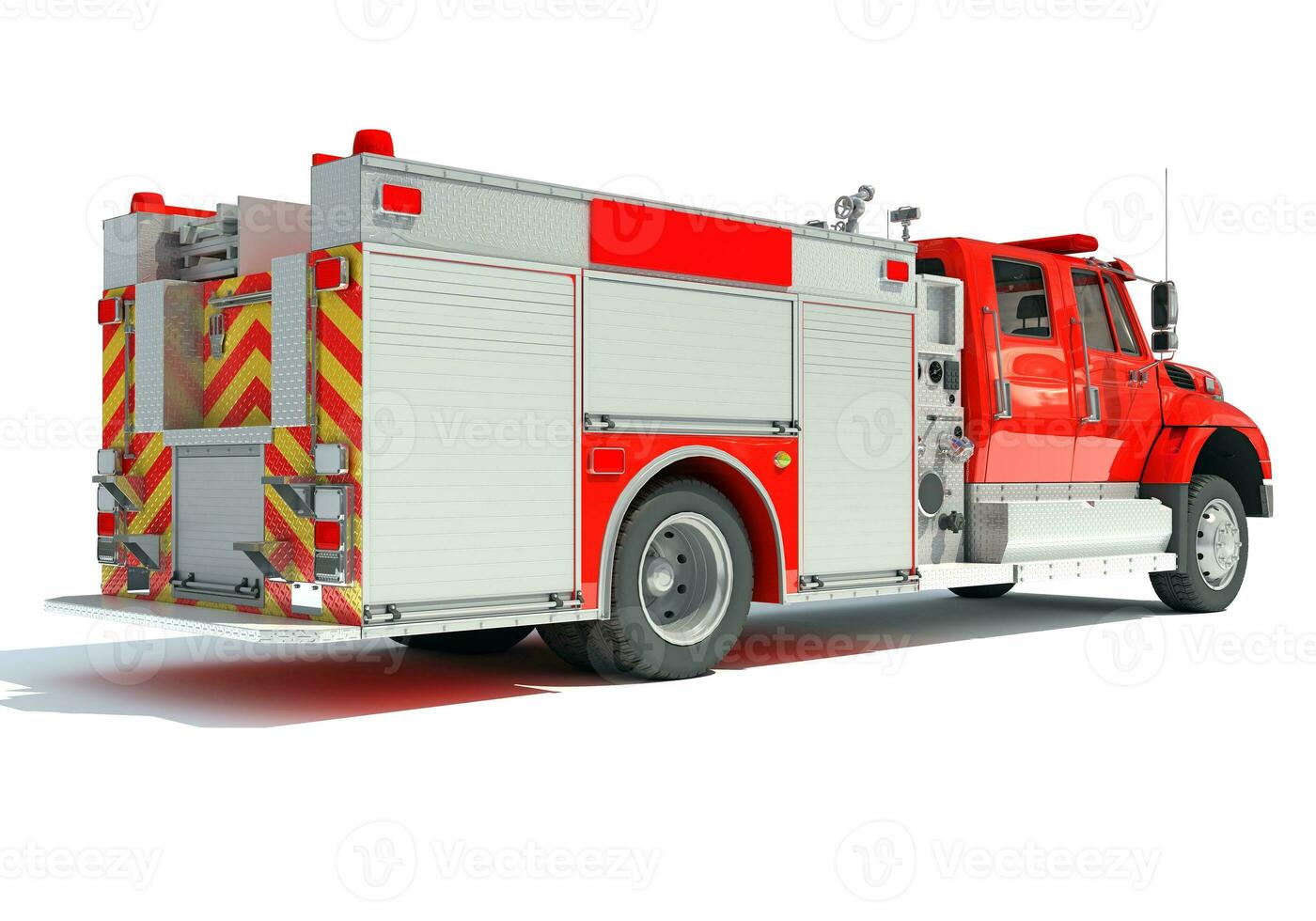 Rescue Fire Pumper Truck 3D rendering on white background photo