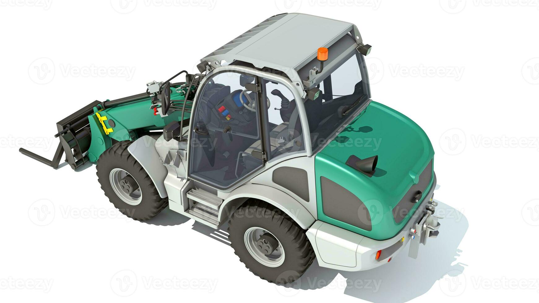 Telescopic Wheel Loader Telehandler Forklift 3D rendering on white background photo