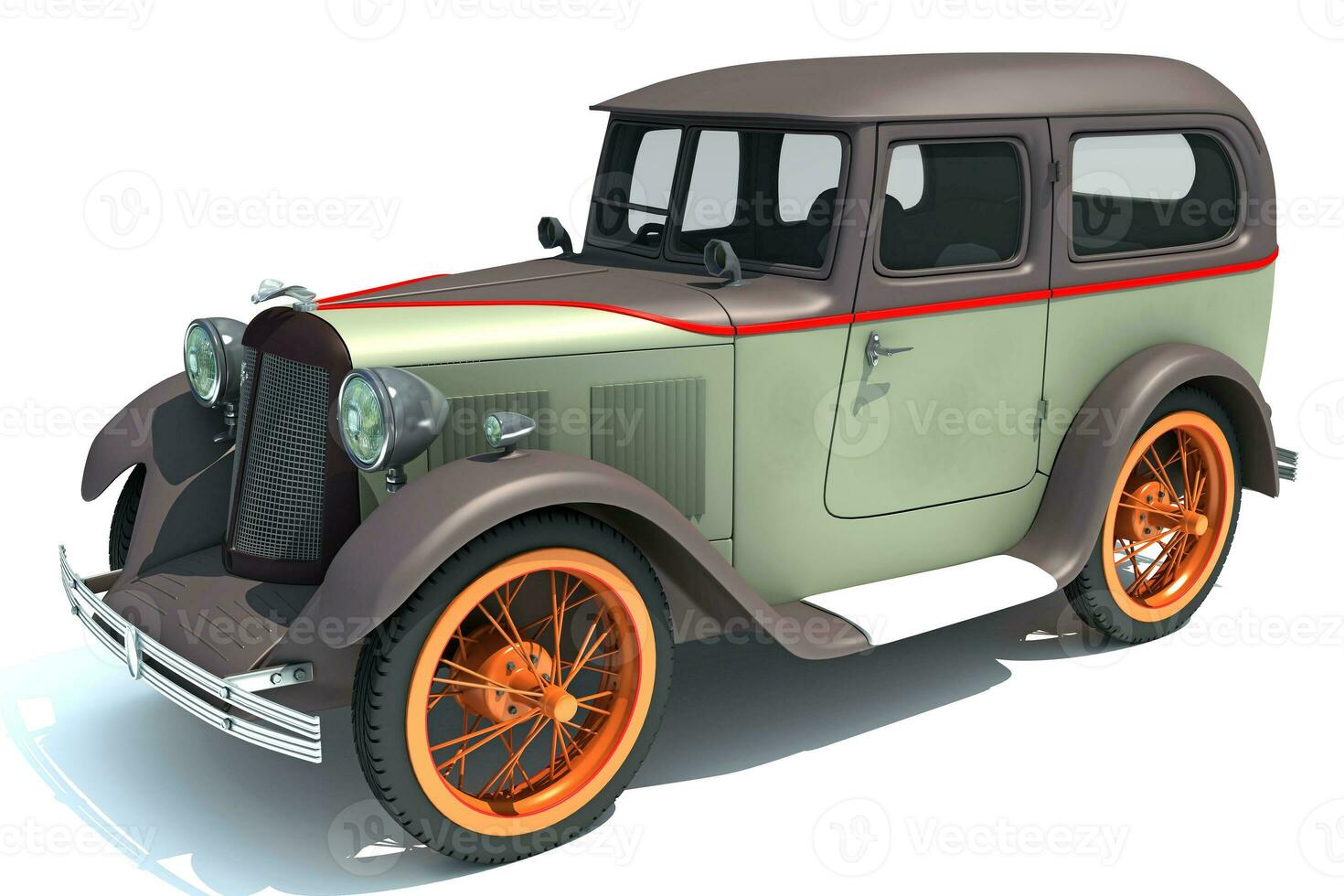Old antique car 3D rendering on white background photo