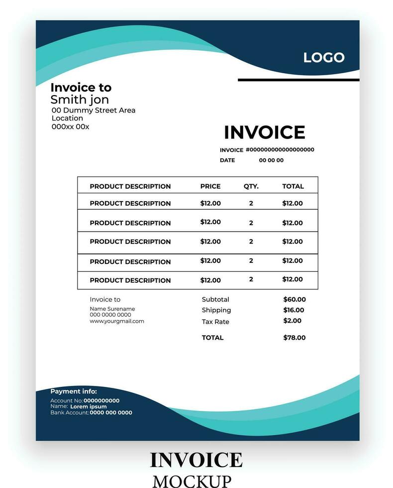 Free vector modern simple invoice design template