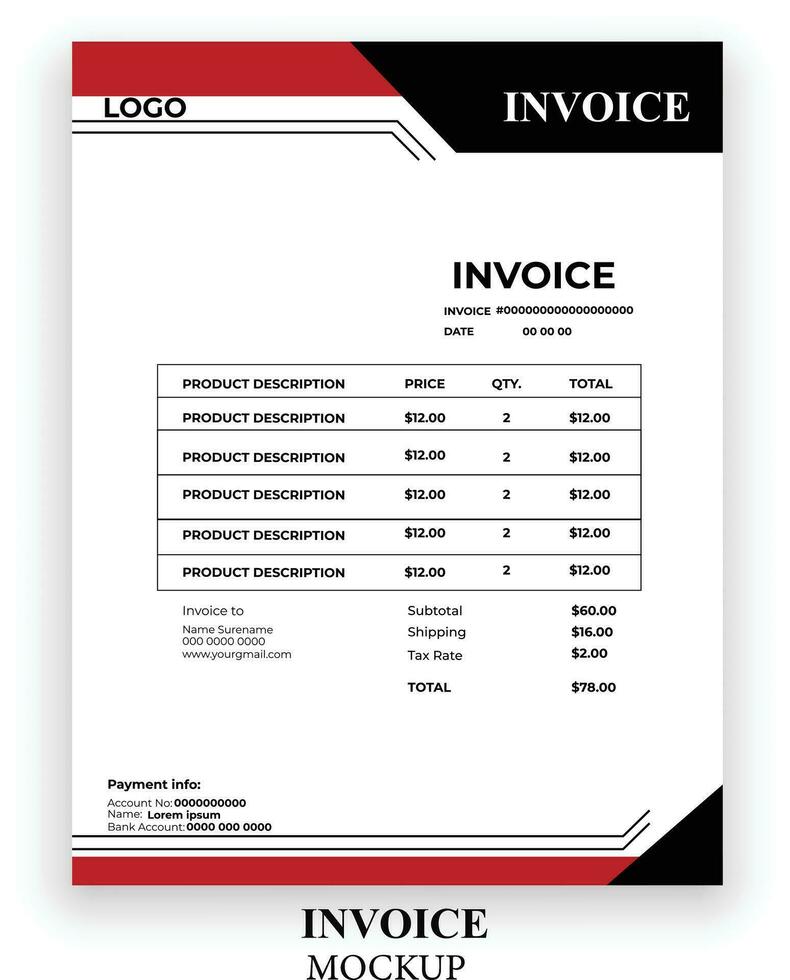 Free vector modern simple invoice design template