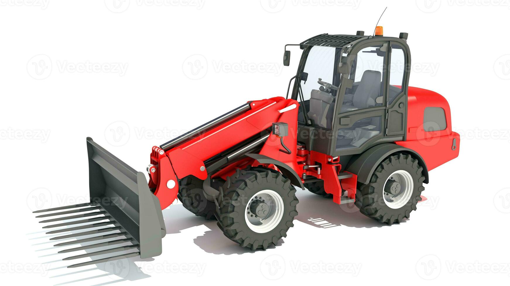 Telehandler heavy construction machinery 3D rendering on white background photo