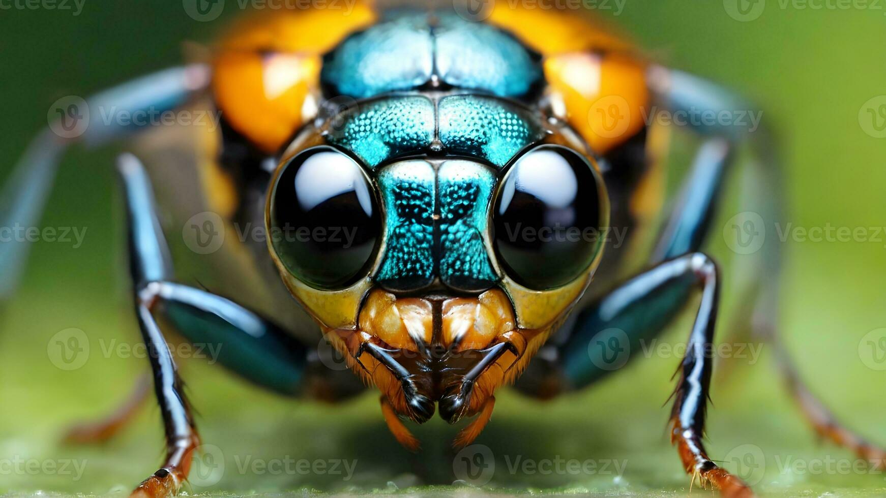 AI generated Macro shot that captures the gaze of an insect through its eyes, background image, generative AI photo