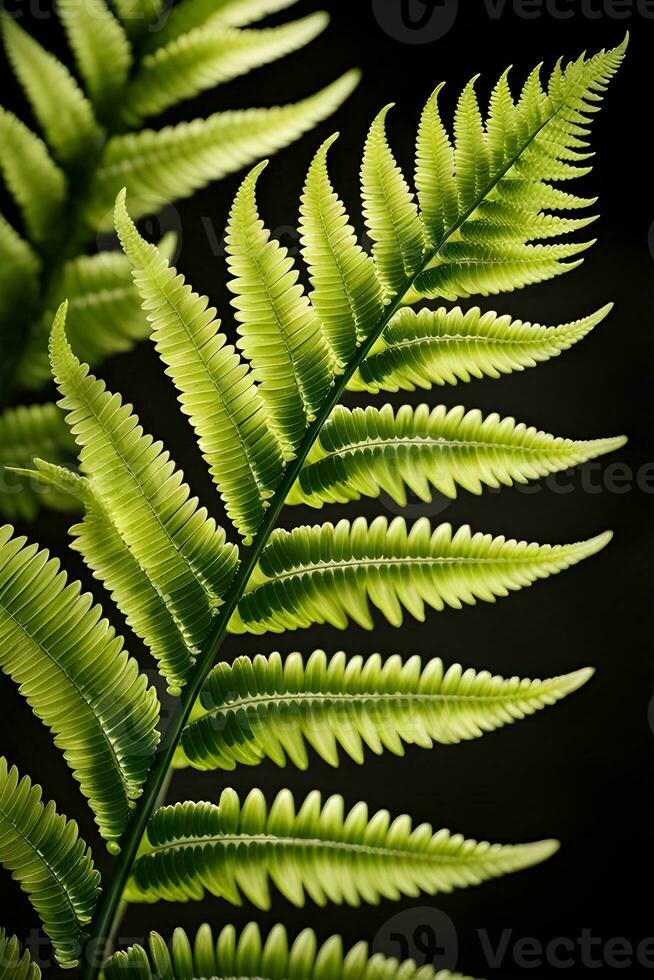 AI generated Elegance and symmetry of fern fronds as they unfurl, revealing their intricate patterns, background image, generative AI photo