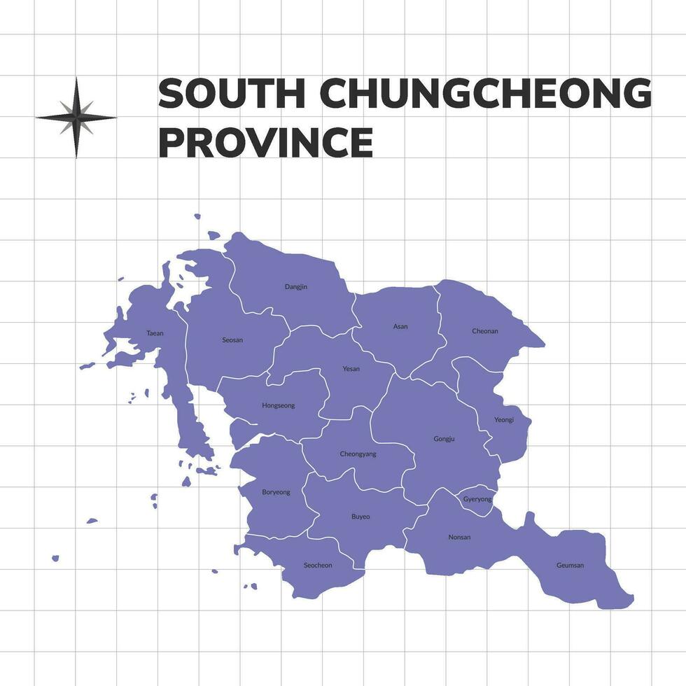 South Chungcheong province map illustration. Map of the province in South Korea vector
