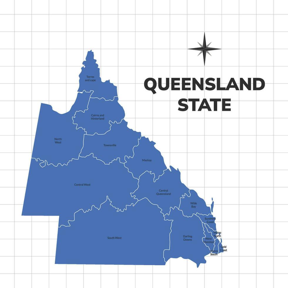 Queensland estado mapa ilustración. mapa de el estado en Australia vector