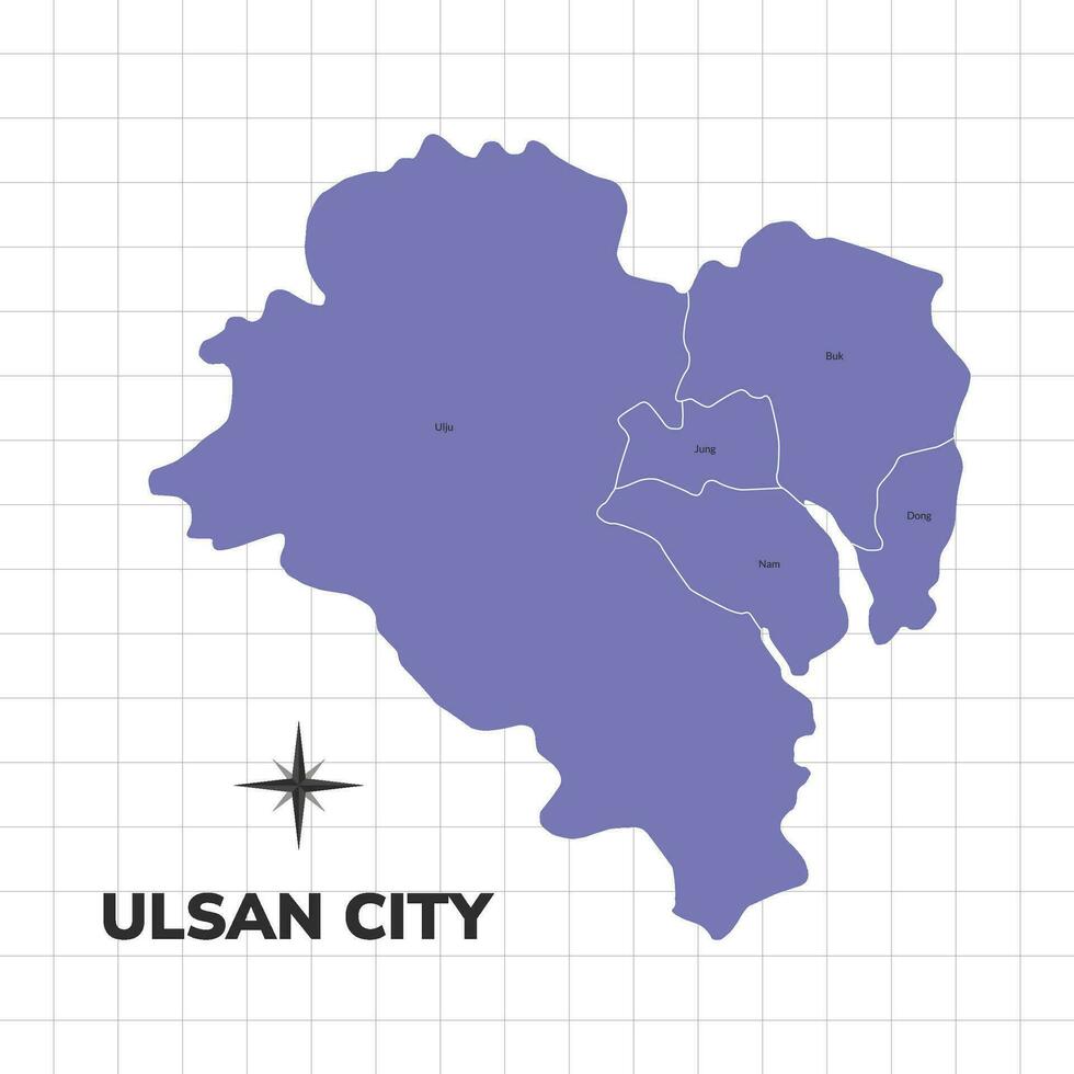Ulsan city map illustration. Map of cities in South Korea vector