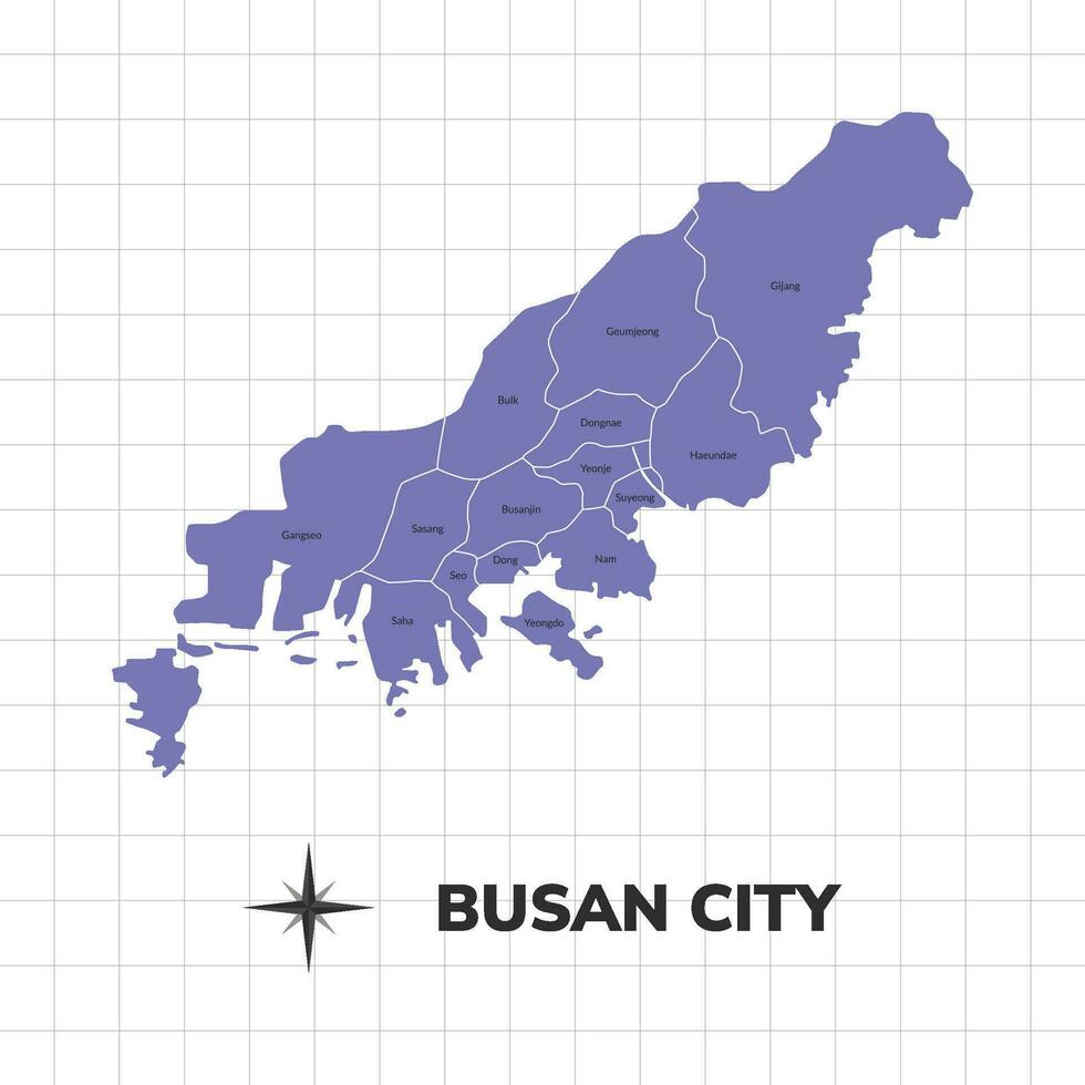 Busan city map illustration. Map of cities in South Korea vector
