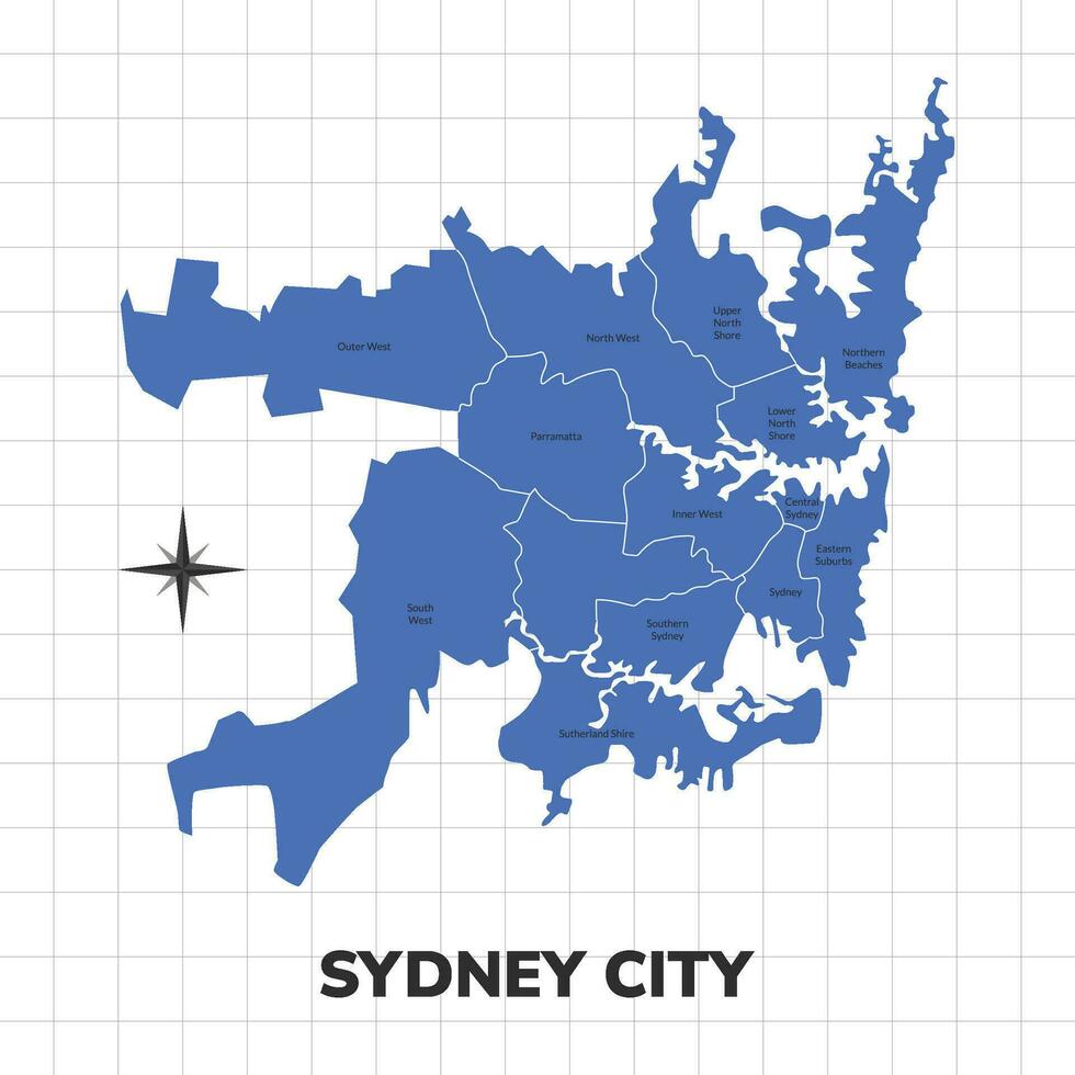 Sydney City map illustration. Map of the city in Australia vector
