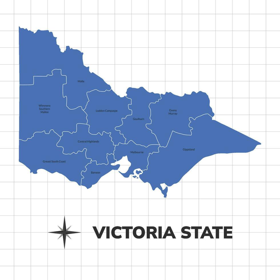 Victoria State map illustration. Map of the state in Australia vector