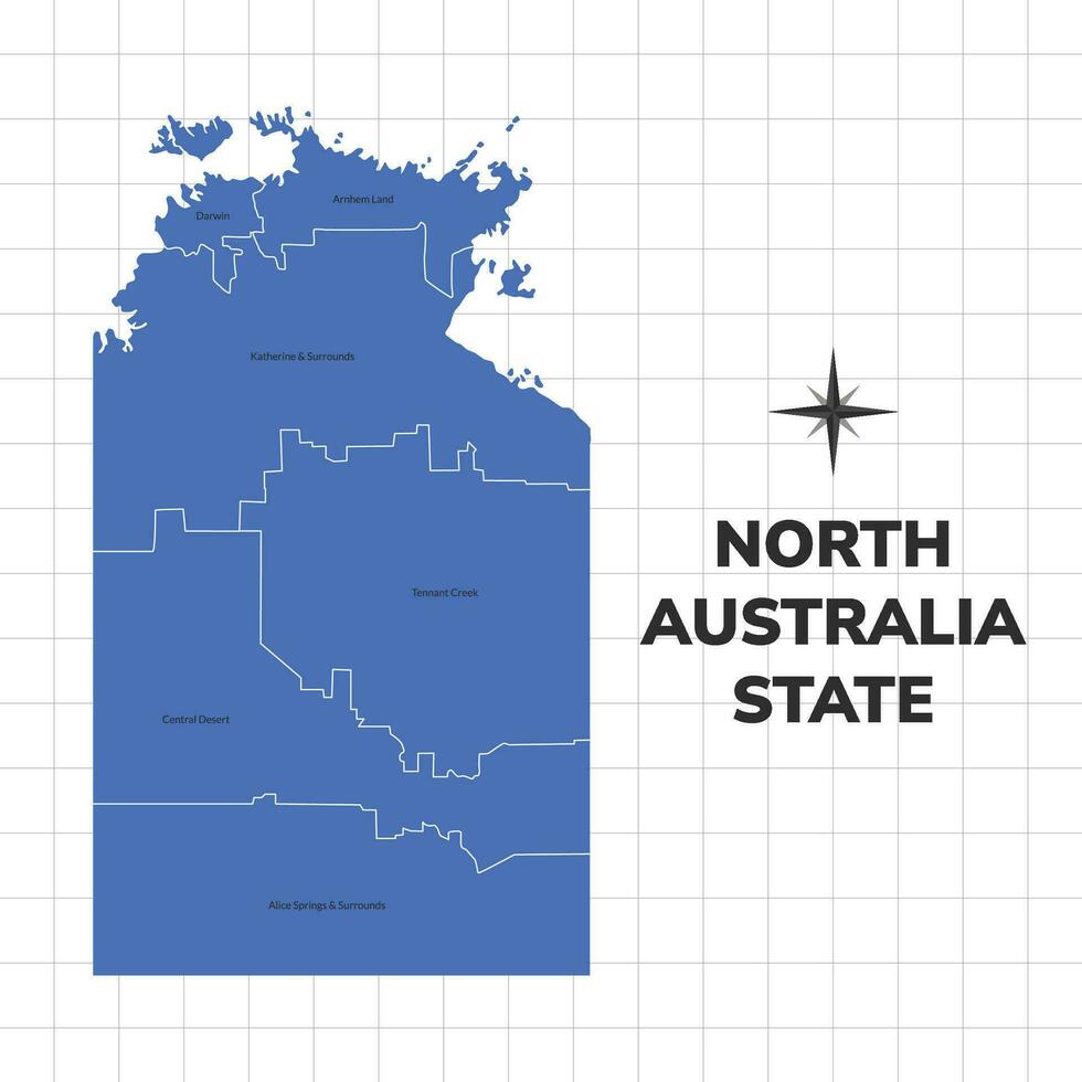 North Australia State map illustration. Map of the state in Australia vector