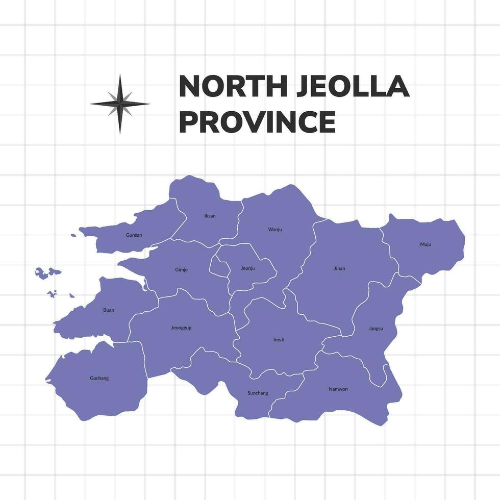 norte jeolla provincia mapa ilustración. mapa de el provincia en sur Corea vector