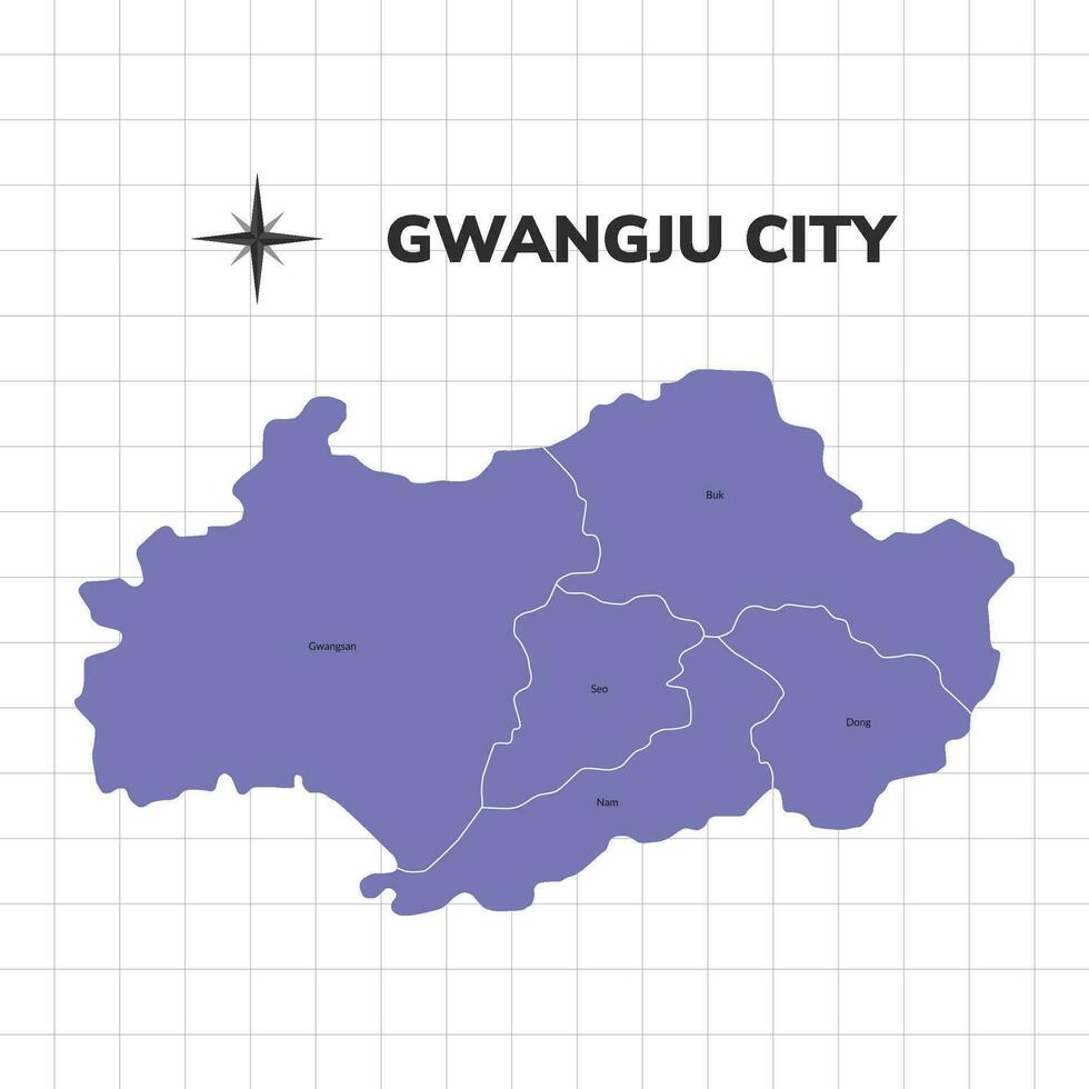Gwangju city map illustration. Map of cities in South Korea vector