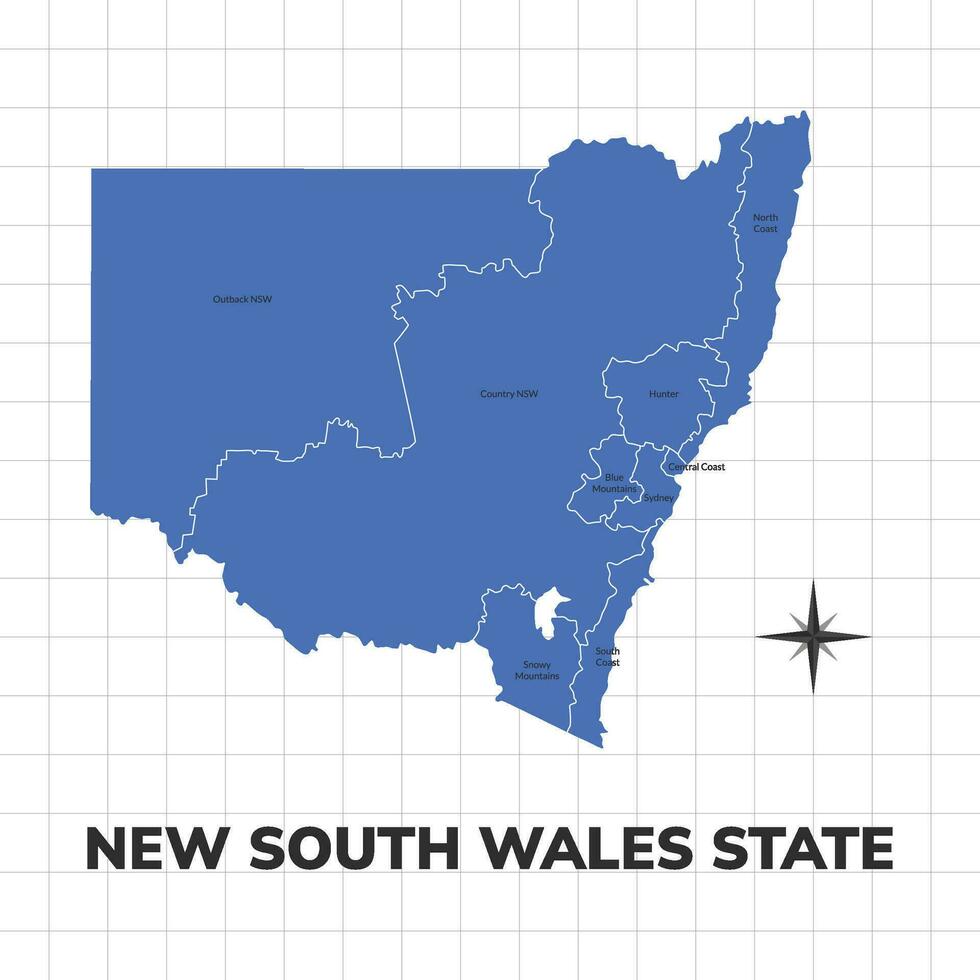 New South Wales State map illustration. Map of the state in Australia vector