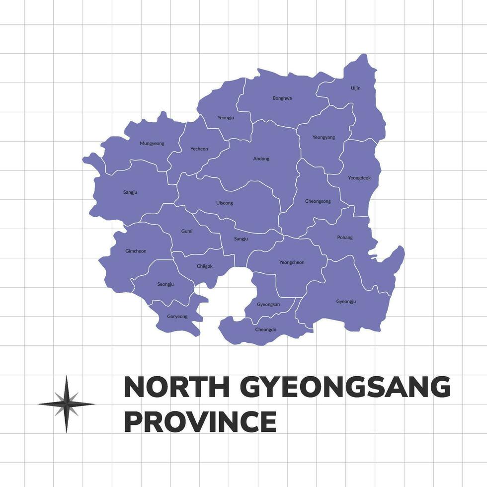 norte Gyeongsang provincia mapa ilustración. mapa de ciudades en sur Corea vector