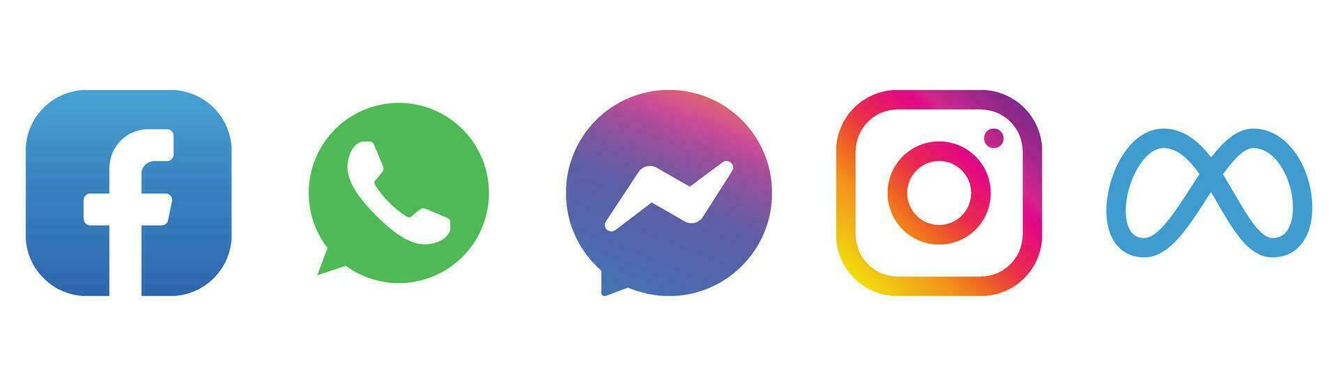 Social Media Icons Set - Facebook, WhatsApp, Instagram, Meta Logos Vector Graphics