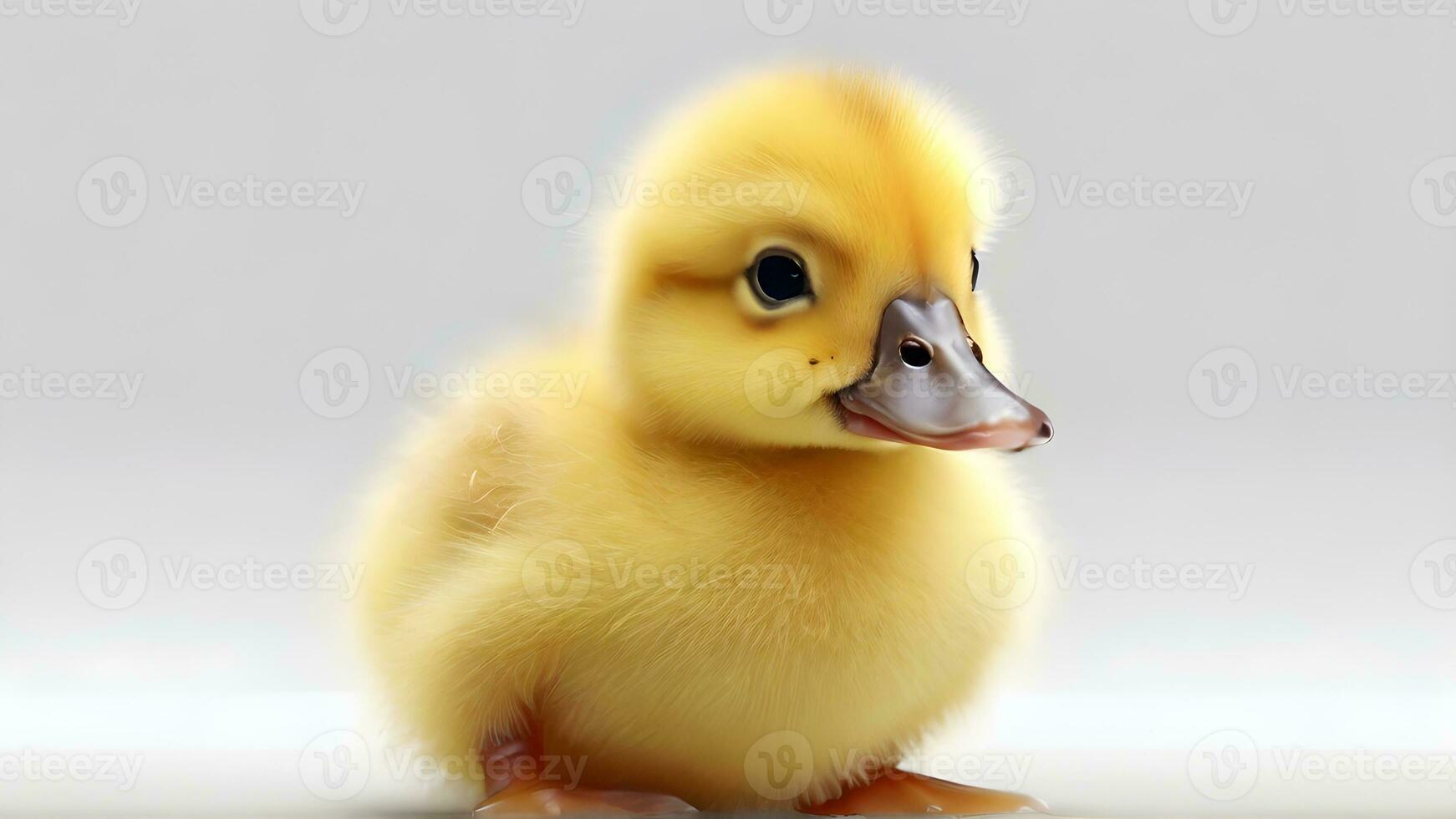 AI generated Illustrate a fluffy yellow duckling with a tiny beak and downy feathers, isolated on a white background, generative AI, background image photo