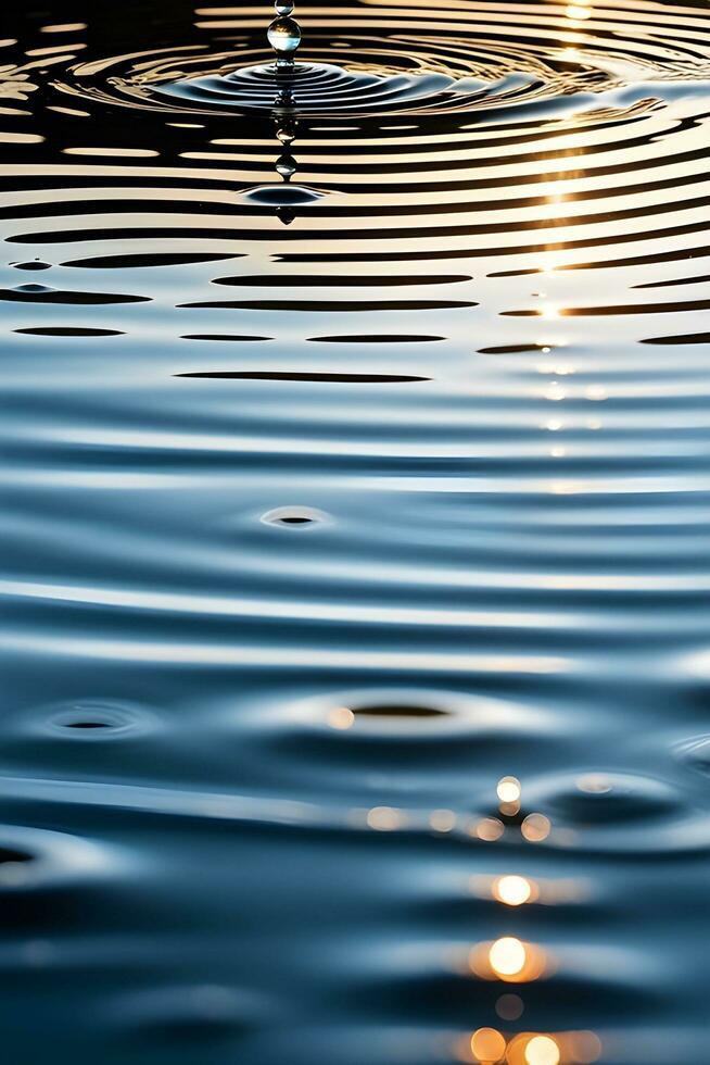 ai generado fotografía el concéntrico ondas creado por gotas de lluvia golpear el superficie de un estanque, capturar el transitorio patrones, antecedentes imagen, generativo ai foto