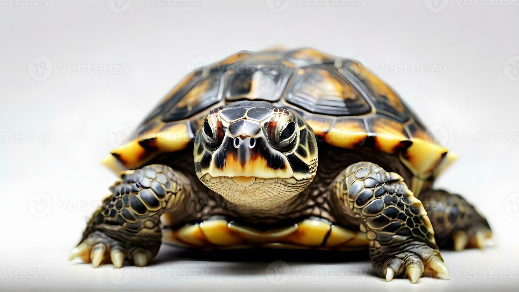 AI generated Create a cute drawing of a baby turtle with a small shell and gentle features, isolated on a white background, generative AI, background image photo