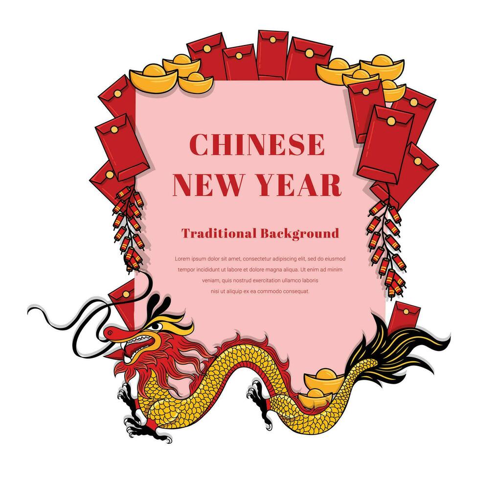 year of the Dragon banner design, Chinese lunar new year elements Chinese New Year festive design vector