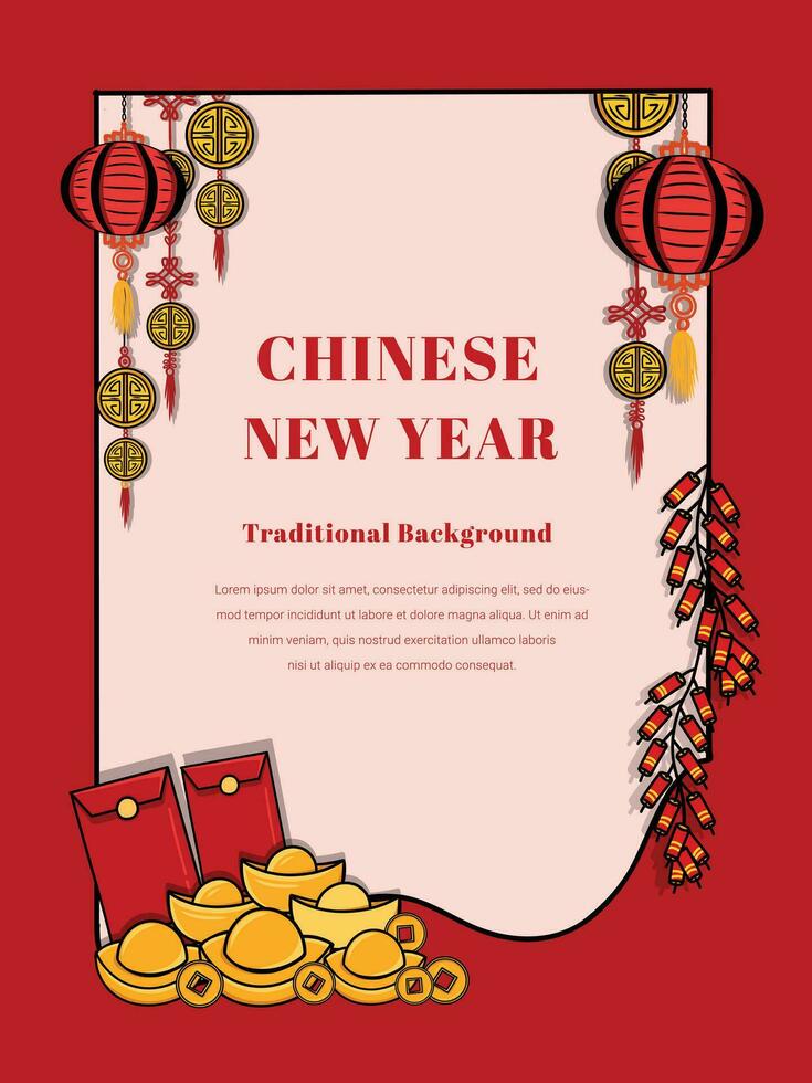 Chinese frame, Traditional chinese border design, Chinese lunar new year elements Chinese New Year festive design vector